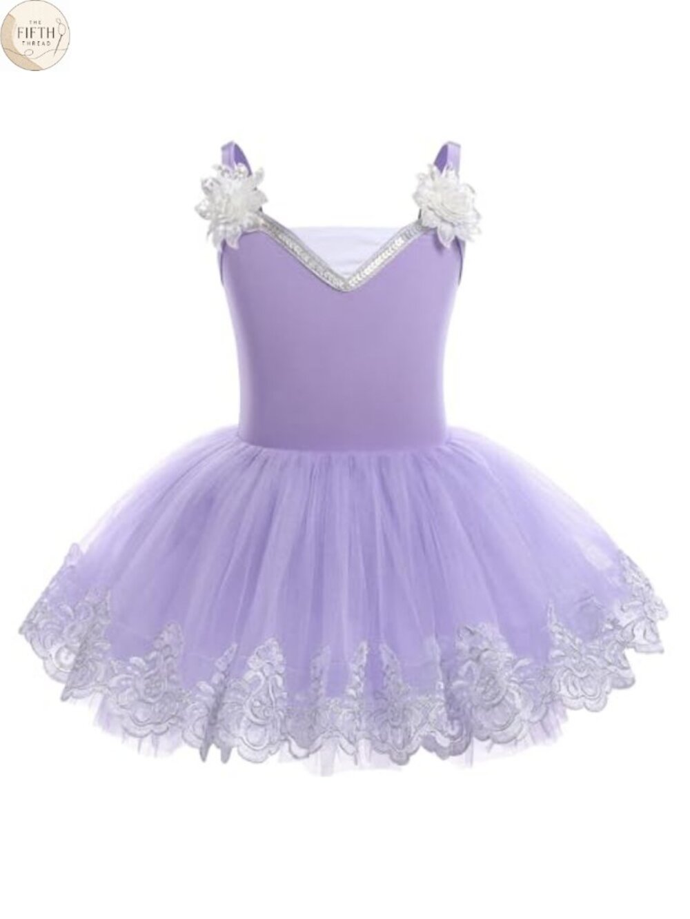 Girls Camisole Tutu Ballet Leotard with Sequin Floral Embroidery